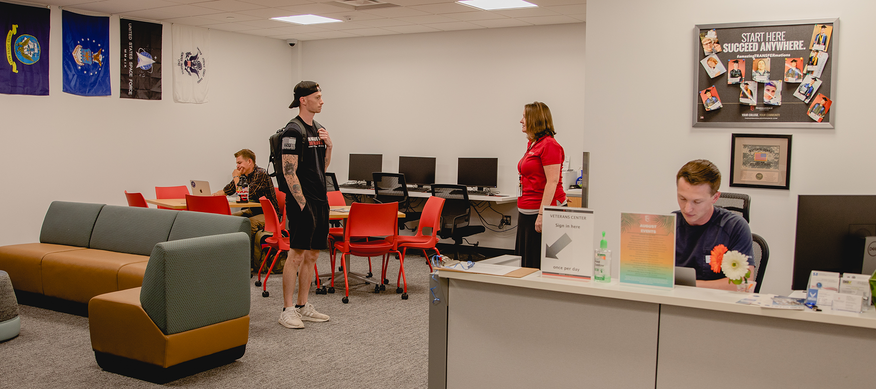 Students and staff in the Veteran's Resource Center.