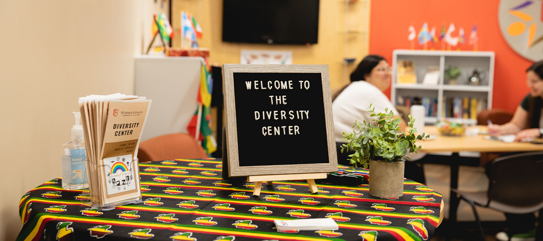 A sign that says "Welcome to the Diversity Center" in the Diversity Center.