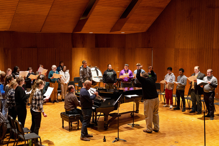 Students singing.