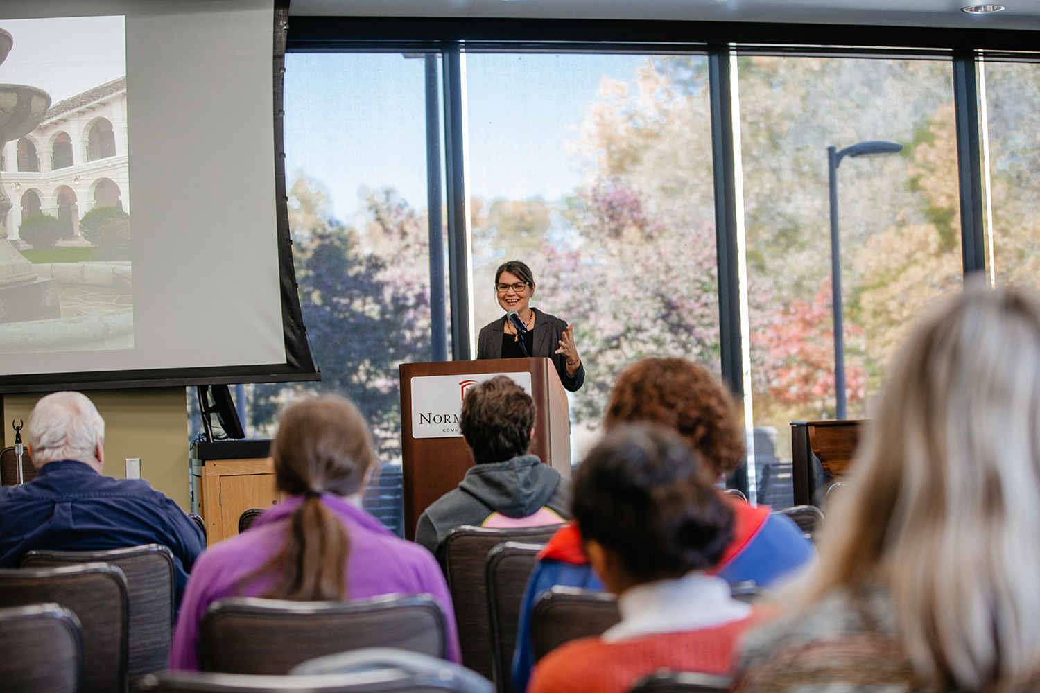 Person speaking at podium