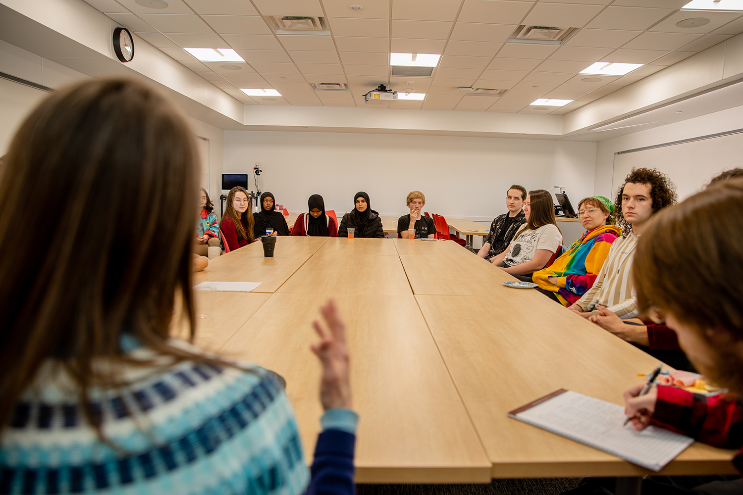 Students at a table.