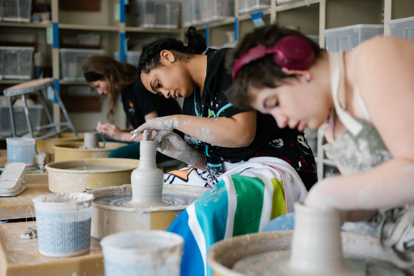 Students working Ceramic Bowls