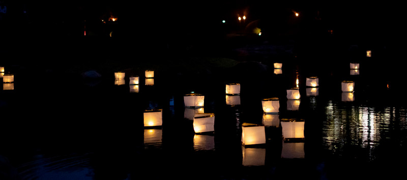 Candles floating on water
